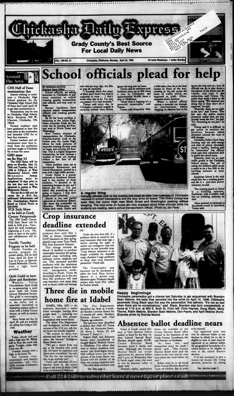 Chickasha Daily Express (Chickasha, Okla.), Vol. 106, No. 21, Ed. 1