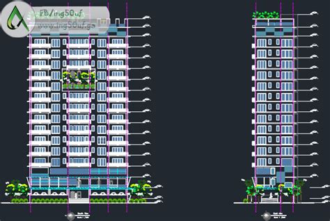 Plan Of A High Rise Residential Building In Autocad Dwg