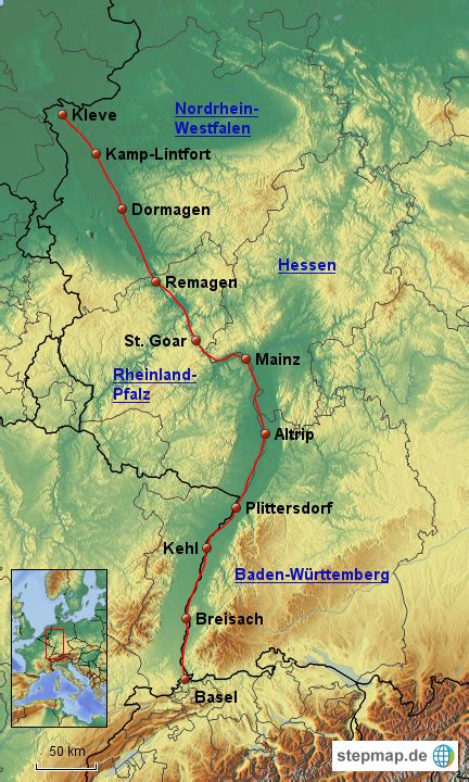 Stepmap Rheinradweg Landkarte Für Deutschland