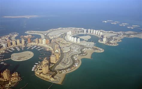 Aerial View Of The Pearl Qatar Stock Image Image Of Fifa Football