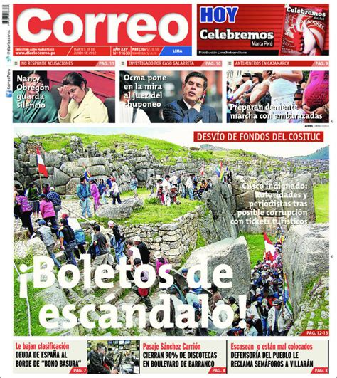 Vea Las Portadas De Los Principales Diarios Peruanos Para Hoy Martes 19