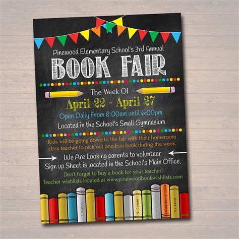 School Book Fair Flyer Invite With Directional Sign Template Tidylady
