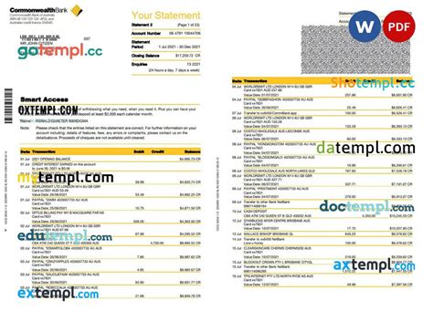Calaméo Australia Commonwealth Bank Statement Template In Word And