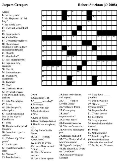 Newspaper Printable Crossword Puzzles Template Blowout Printable