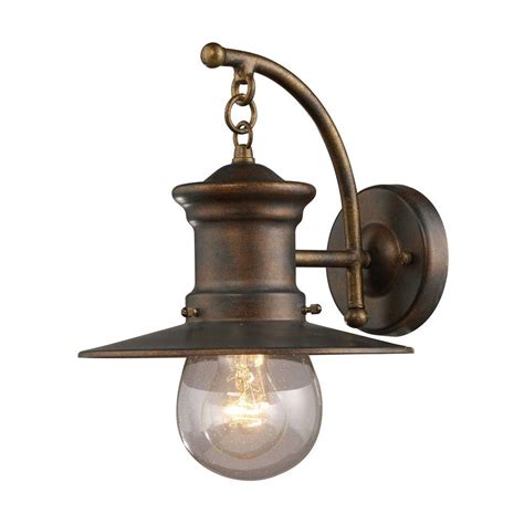 Homefocus bedside wall lamp light with outlet,living room wall lamp light,wall sconces, metal satin nickel, white fabric shade,top quality for home and hotel. Titan Lighting Maritime Wall Mount Outdoor Hazelnut Bronze Sconce-TN-5190 - The Home Depot