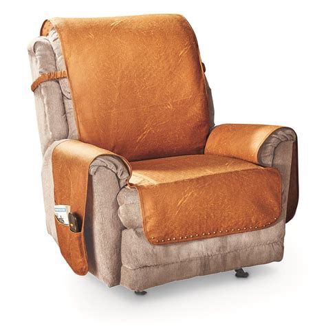 Founded on a solid and manufactured wood frame, this armchair features a full back, track arms, and arm design,complete with rounded wooden accent bolt covers for an authentic retro finish. Faux Leather Recliner Cover - 666210, Furniture Covers at ...
