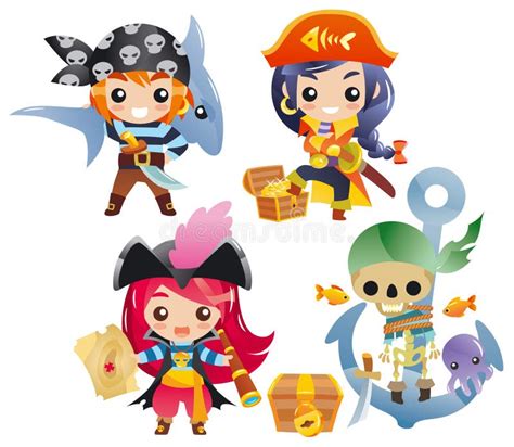 Cute Cartoon Pirates Set 2 Stock Vector Illustration Of Bandanna 47066798