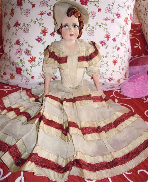 Rare Silk Face French C1920 Boudoir Doll Boudoir Doll Bed Half