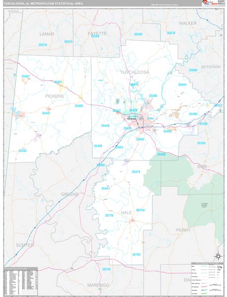 Tuscaloosa Al Metro Area Wall Map Premium Style By Marketmaps Mapsales