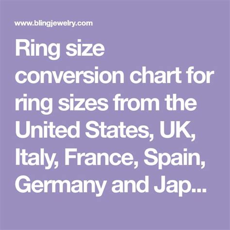 International Ring Size Conversion Chart Ring Sizes For Us Europe Jp