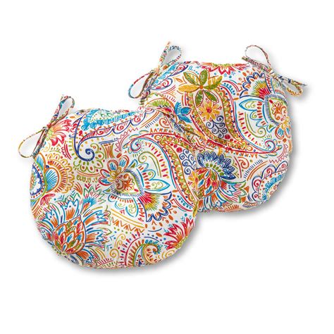 Round bistro circular chair cushion seat pads kitchen dining removable cover new. Greendale Home Fashions Painted Paisley 15'' Outdoor ...