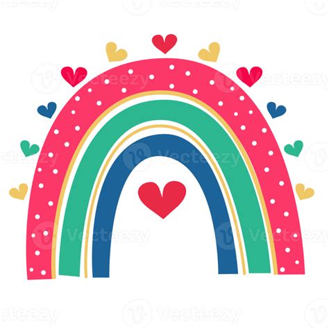 Free Colorful Rainbow With Heart Valentine Day 16637791 Png With
