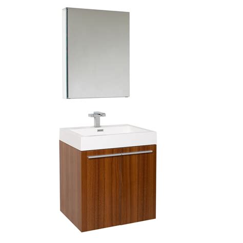 Wigington bathroom vanity features a durable mdf and particleboard frame with smooth walnut grain laminate, four tapered. 23 Inch Teak Modern Bathroom Vanity with Medicine Cabinet ...