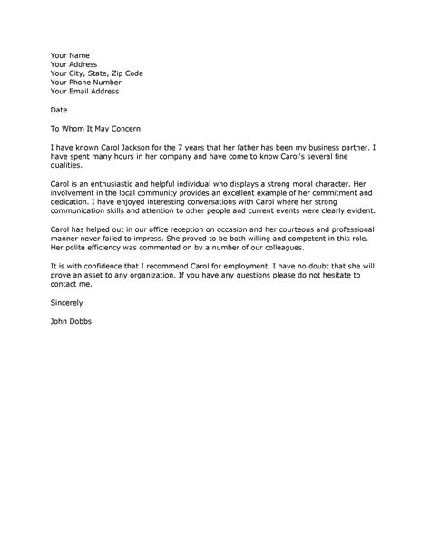 Professional Reference Letter Template Word Collection