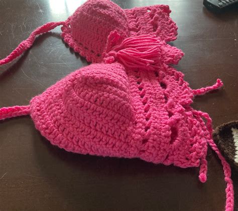 Lovely Pink Crocheted Bikini Top Etsy 0 Hot Sex Picture