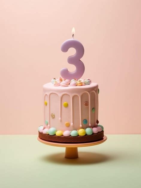 Premium Ai Image Happy Birthday Cake For 3 Years Old