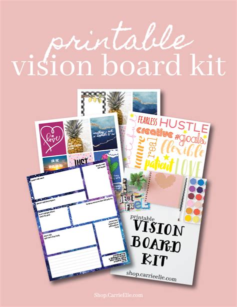 Printable Vision Board Kit Digital Download Carrie Elle