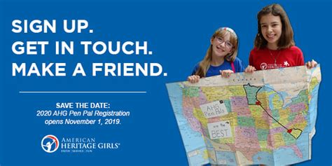 Ahg Pen Pal Program Registration American Heritage Girls