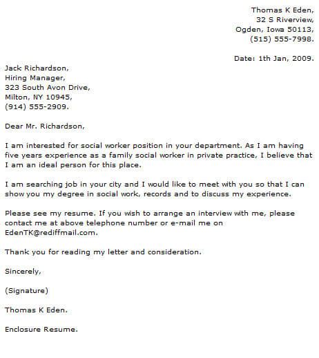 Professional Social Worker Cover Letter Examples Resume Now