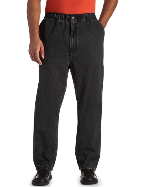 Harbor Bay By Dxl Big And Tall Mens Full Elastic Waist Jeans Black
