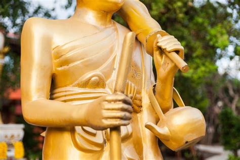 Golden Monk On Pilgrimage Statue Stock Image Image Of Religion