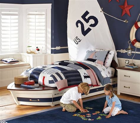 Big Boy Sailboat Bed Kids Nautical Room Nautical Room Pottery Barn