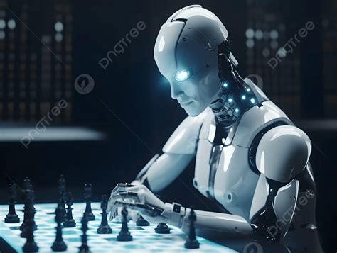 الذكاء الاصطناعي روبوت الشطرنج خلفية الإعلان عالية التقنية إنسان آلي