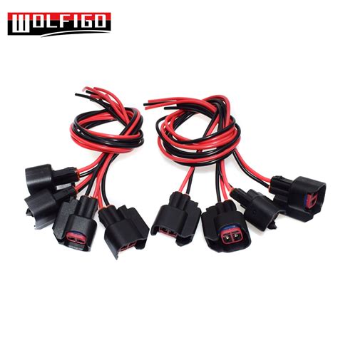The wiring harness will have two terminals that the prongs on the injector insert into. WOLFIGO NEW Fuel Injector Harness Connector Pigtail For ...