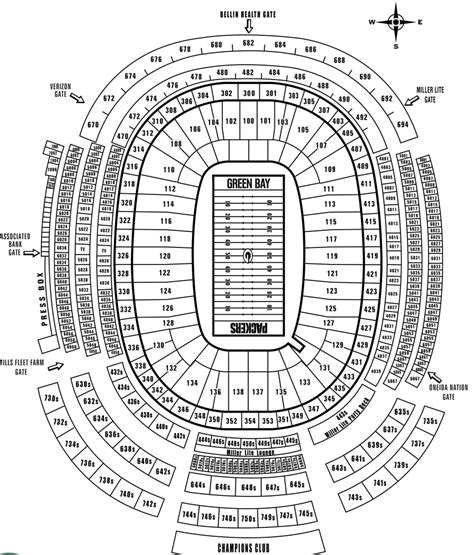 Row Seat Number Lambeau Field Seating Chart With Seat Number