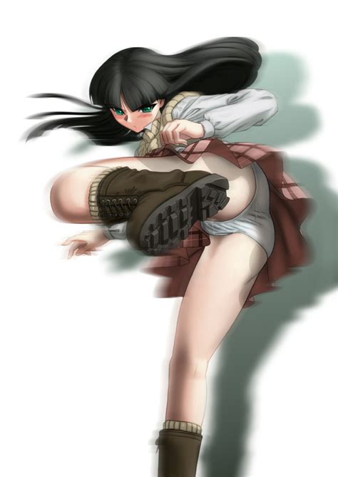 Youkai Ankake Shinozuka Arashi Gad Guard Highres 00s 1girl Ass Black Hair Blush Boots