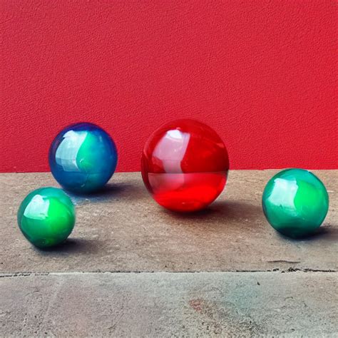 Prompthunt Glass Spheres On A Red Cube