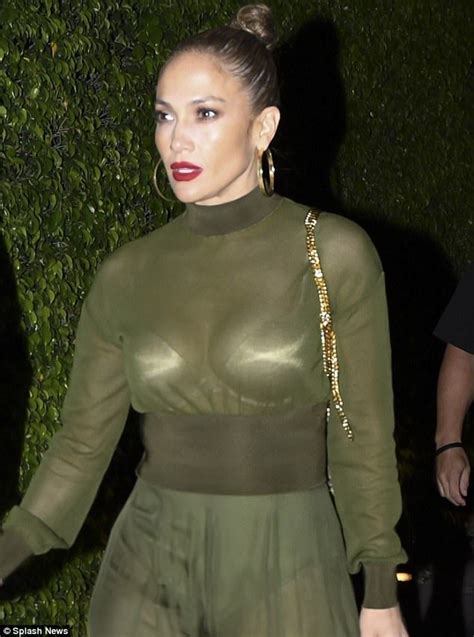 Jennifer Lopez 47 Flashes Her Bra With Sheer Green Dress With Images