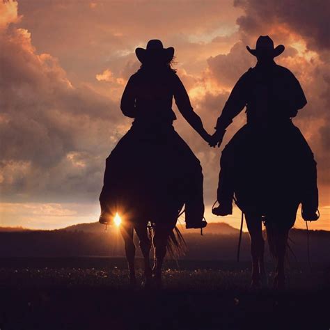 Lets Ride Into The Sunset Together Stirrup To Stirrup Side By Side