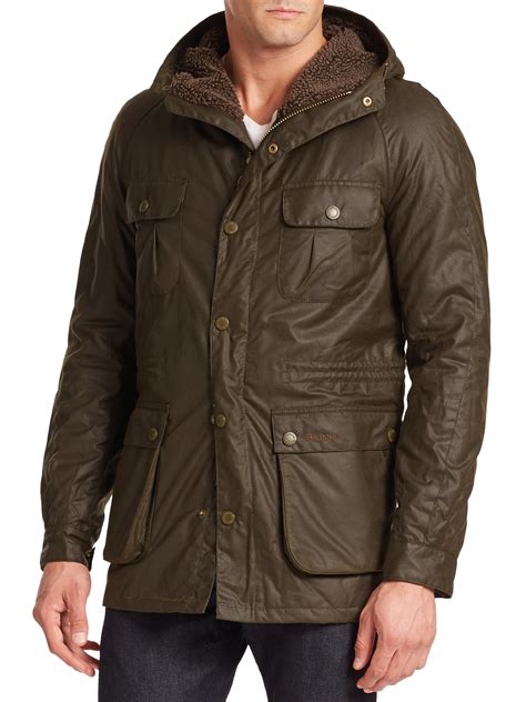 Barbour Brindle Hooded Waxed Cotton Jacket In Green For Men Lyst