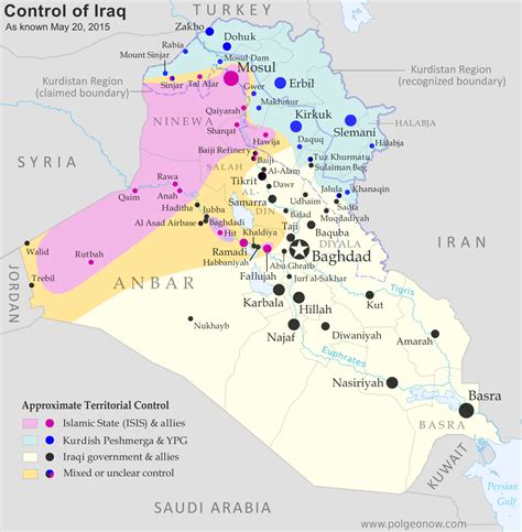 War In Iraq Map Of Islamic State Control In May 2015 Political