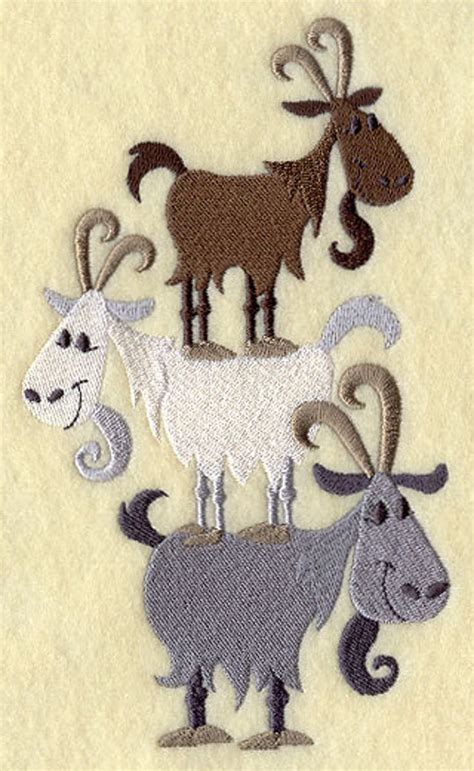 3 Goats Gruff Goat Stack Embroidered Waffle Weave Handdish Towel