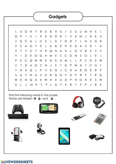 Gadgets Wordsearch Interactive Worksheet Personal Pronouns