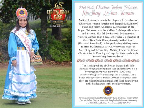 2014 2015 Choctaw Indian Princess Meshay Leann Jimmie Choctaw Indian