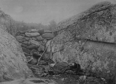 Dead Confederate Sharpshooter In The Devils Den Gettysburg Pa July