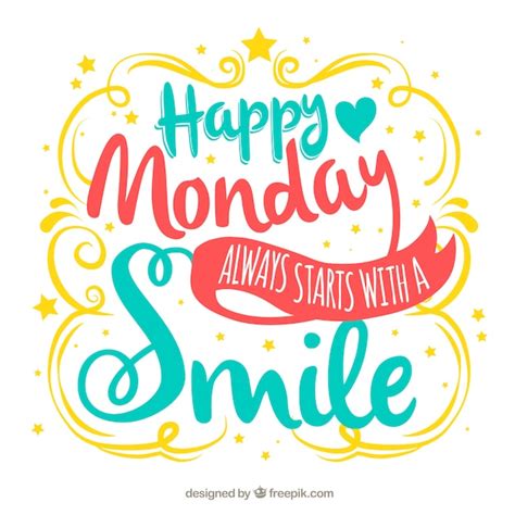Happy Monday Colorful Hand Drawn Letters Vector Free Download