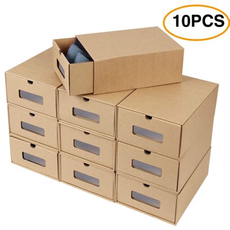10pcs Shoes Box Cardboard Shoe Storage Drawer Kraft Paper Case Boxes
