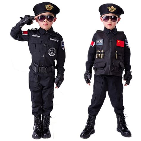 Policemen Costumes Boys Special Police Uniform Childrens Day T Army