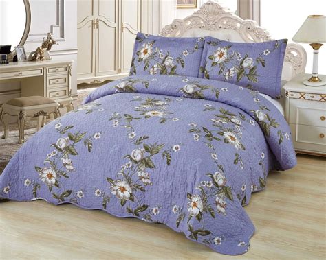 Sapphire Home 3 Piece Full/Queen Size Quilt Bedspread Coverlet Bedding ...