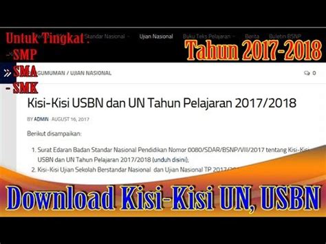 Kisi kisi usbn 2018 smp. DOWNLOAD KISI KISI USBN, UN, SMP, SMA, SMK TAHUN 2017 2018 ...
