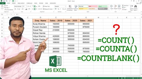 Ms Excel Count Counta Countblank Function Use Of Count Counta