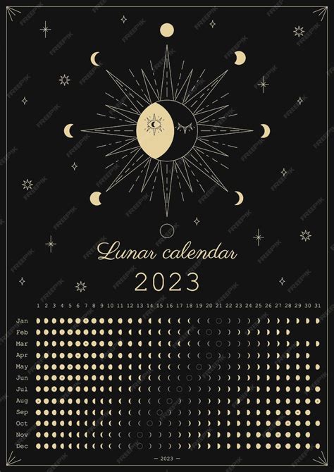 Premium Vector 2023 Moon Calendar Astrological Calendar Design Moon