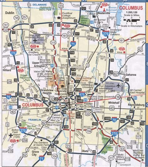 Columbus Oh Roads Map Free Printable Map Highway Columbus City