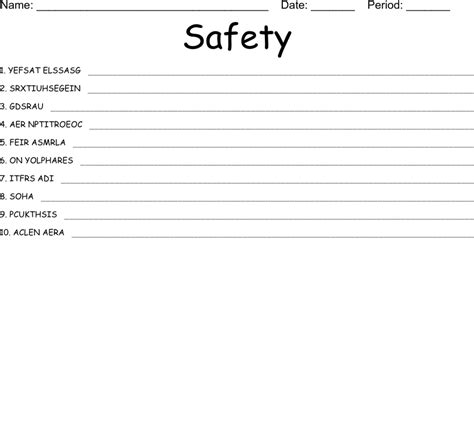 Safety Word Scramble Wordmint