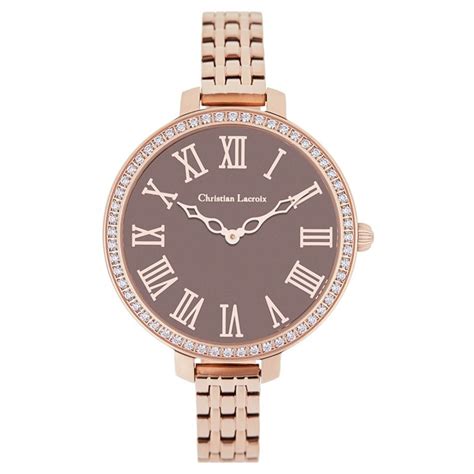 Womens Watch Christian Lacroix Ladies Signature Watch 38 Mm Brown Dial And Rose Gold Steel