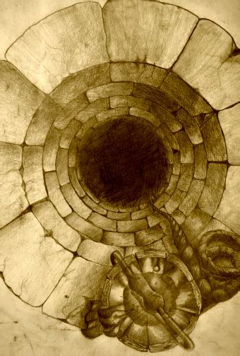 Grunge Abstract Pencil Drawing Of Well And Bucket Stock Illustration